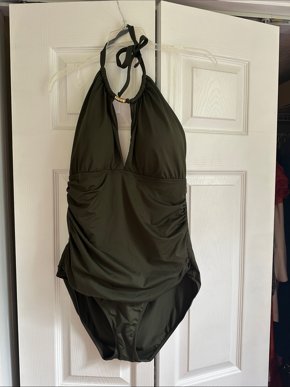 Ralph Lauren Dark Olive Halter One-Piece Swimsuit